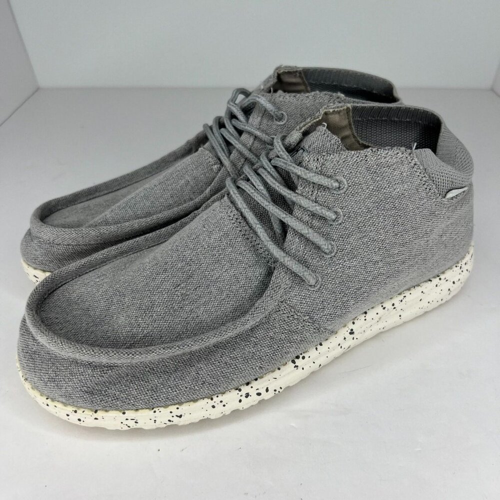 Hey Dude Womens Gray Wayne Canvas Lightweight Lace Up Size 8 Slip-On Shoes